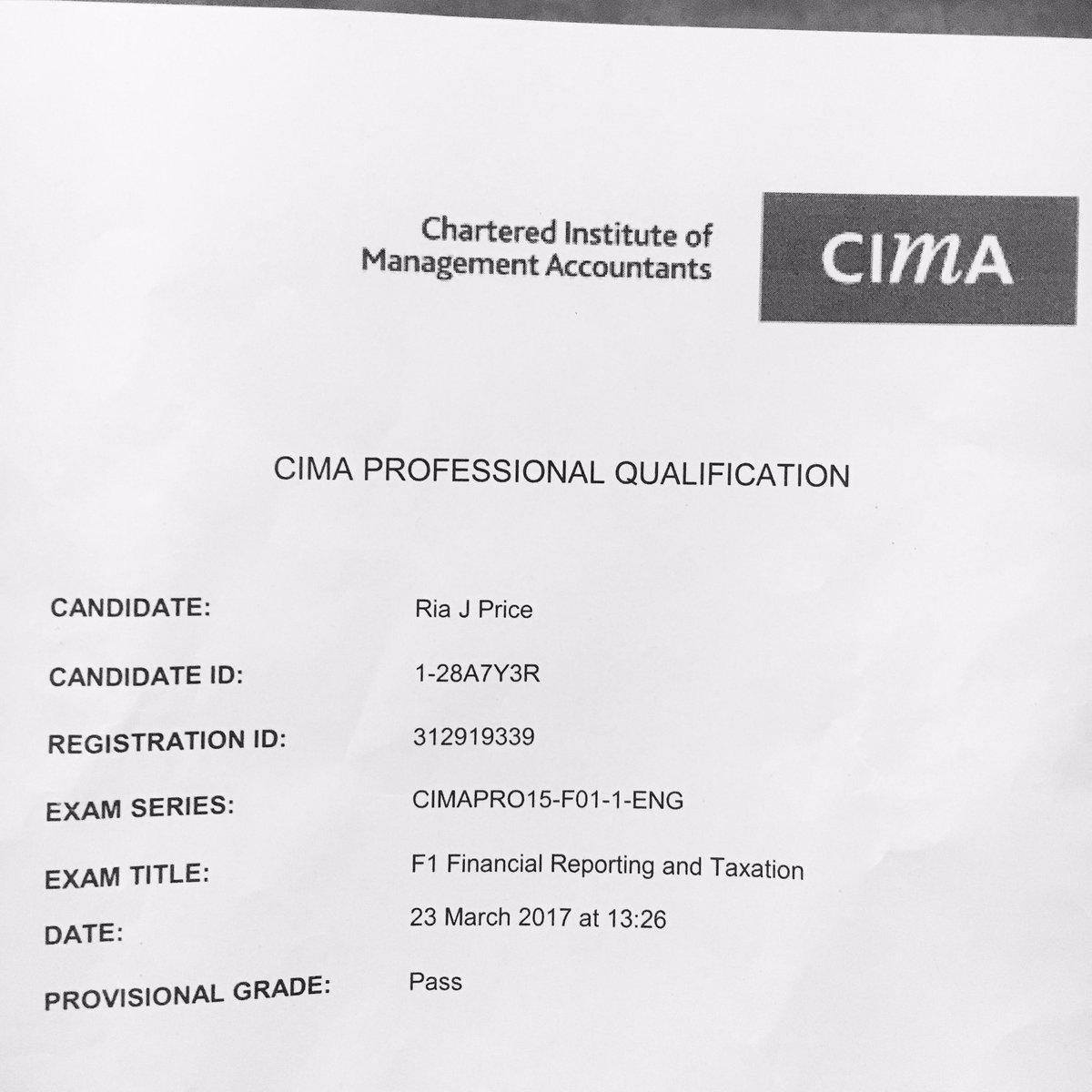 riajayne01's tweet image. Over the moon with this result this afternoon ☺🤓📚 @CIMA_UK_News  #F1 #FirstOneDown