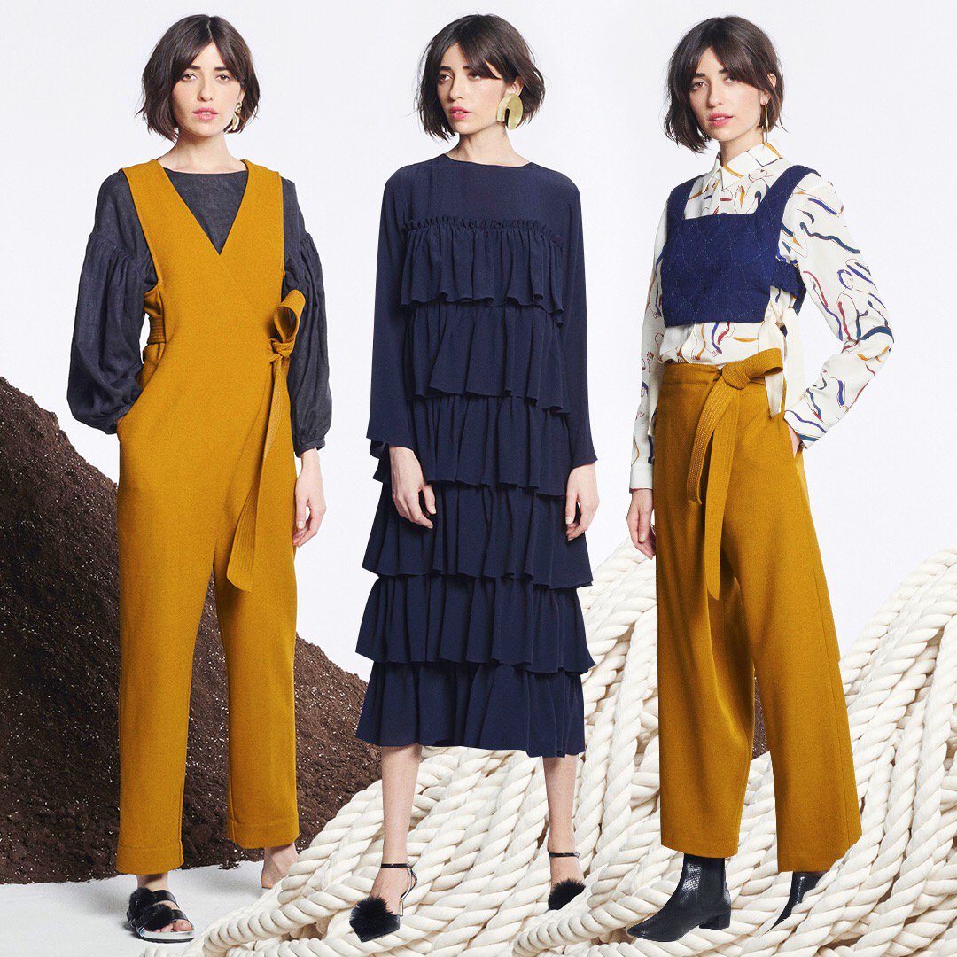 Cutesy #corduroy + Asian silhouettes = a fab fashion fusion! PreO <a href="/Whit_NY/">WHIT</a>’s wrap #jumpsuit or navy ruffle #dress moda.cm/WhitFW17