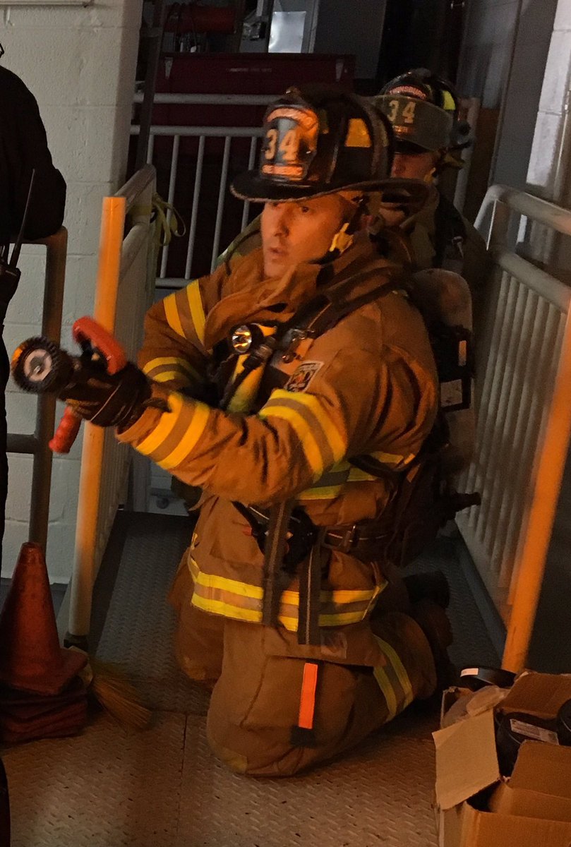TwinsburgFire's tweet photo. @TwinsburgFire crews drilling with @BullEx Digital Fire Attack trainer in station house. #DigitalFlames #LaserNozzle https://t.co/Fa0LuHghQ1