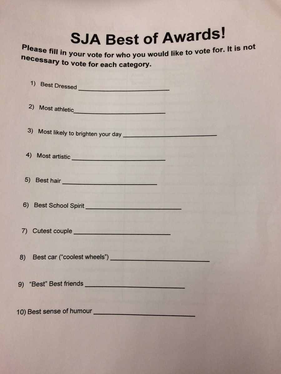 John A! Tomorrow at lunch, or during D block be sure to nominate the grade 12 student you think fits the following categories the best!! 🔥📚