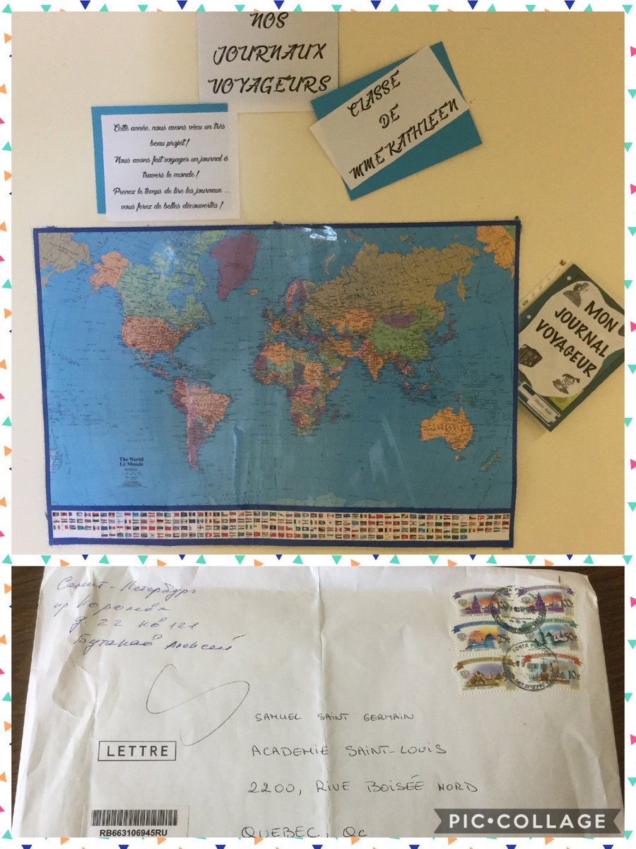 kat_mme's tweet photo. Nos journaux voyageurs commencent à arriver ! Le dernier revient de la 🇷🇺 Russie! Les élèves sont emballés #profheureuse @ASLprimaire https://t.co/Y62qQZBmnC