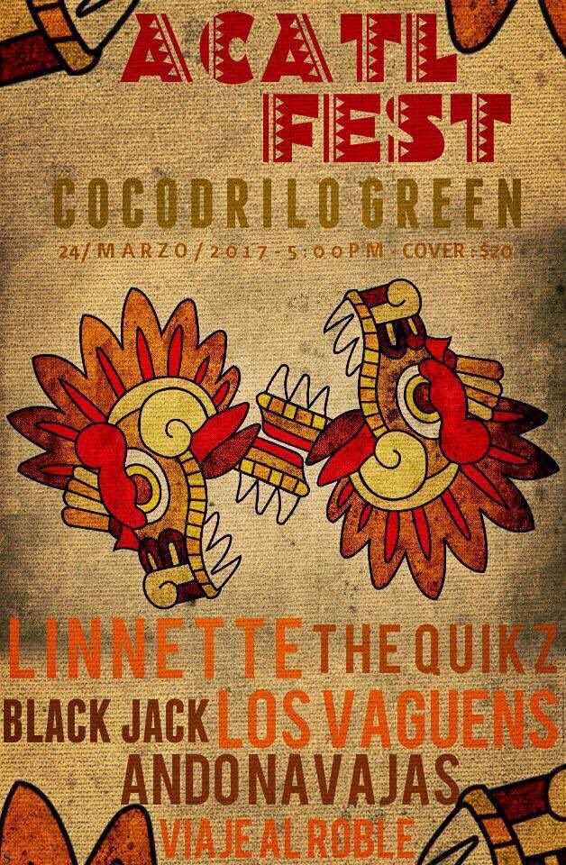 aca_cultura's tweet photo. Te compartimos el cartel de #AcatlFest. #Linnette #TheQuikz #BlackJack #LosVaguens #AndoNavajas #ViajeAlRoble https://t.co/qP136Qgl2F