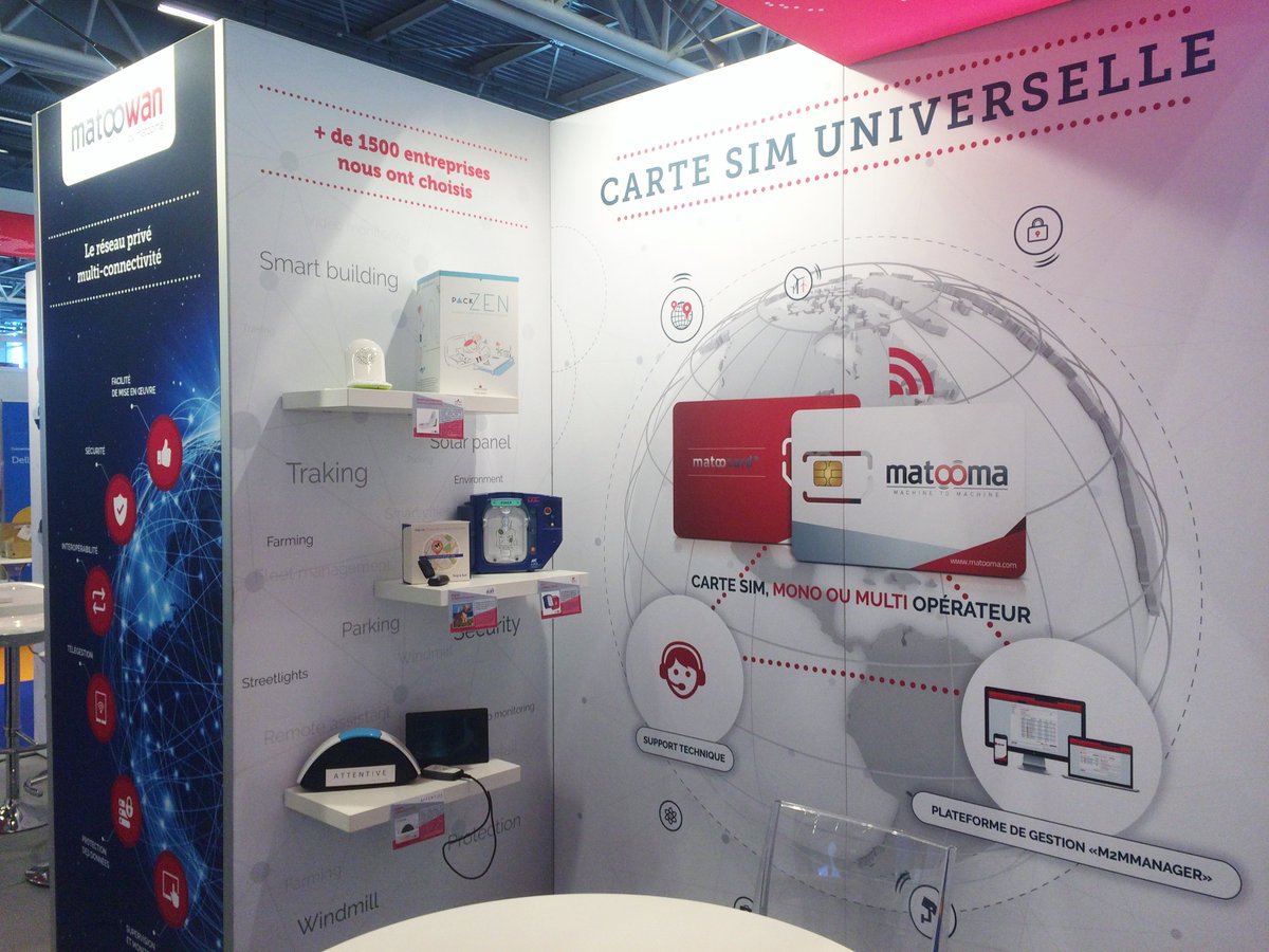 MatoomaM2M's tweet photo. Plus que qq heures pour découvrir nos solutions #IoT : cartes #SIM #M2M, programme d'accompagnement #startup #MatooPass et réseau #MatooWan https://t.co/pwzrZT54tX