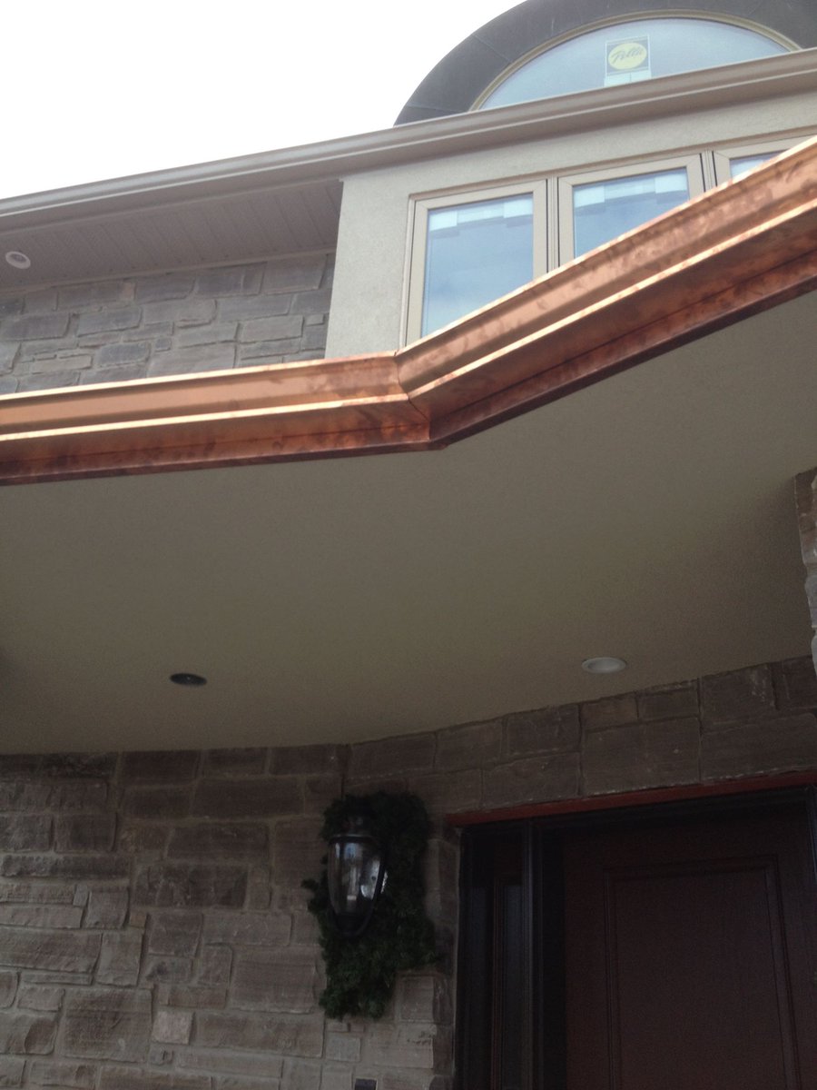 What do you think about these #copper #eavestroughs? There are benefits and it looks great! #roofing #roof #job #HamOnt #Hamilton #BurlOn