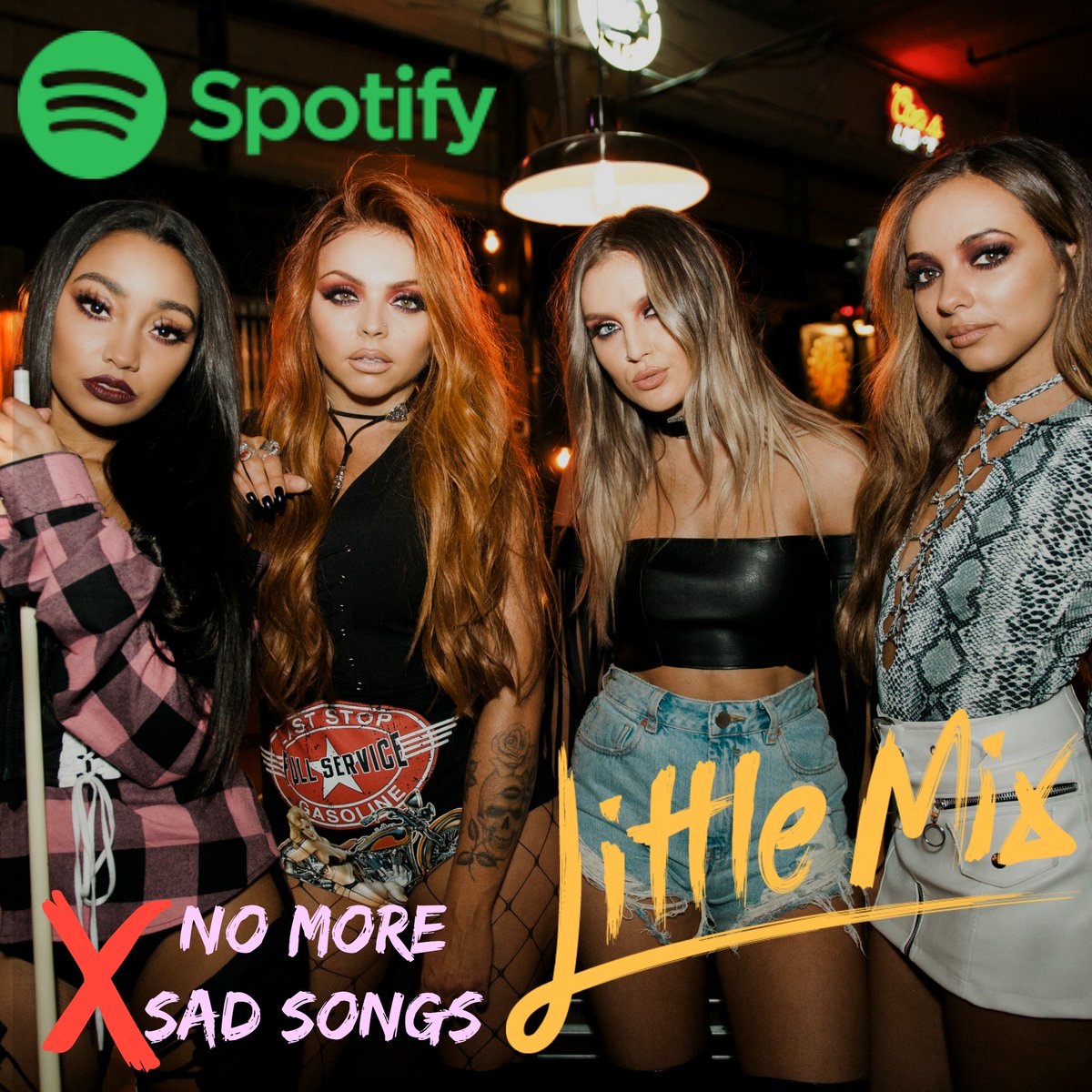 LittleMix's tweet photo. Loved your suggestions for our #NoMoreSadSongs @SpotifyUK playlist. Had to add a few🙊 Get this on repeat X the girls https://t.co/Gy1JKtxQDy https://t.co/xX8Iisv5rC