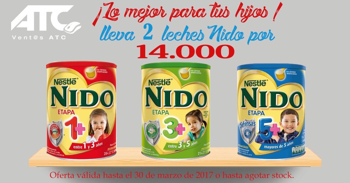 ¡Lo mejor para tus hijos! Lleva 2 unidades de leche Nido por $ 14.000. #lecheNido #Quilicuravende #Chicureonews #Productos #Quilicura