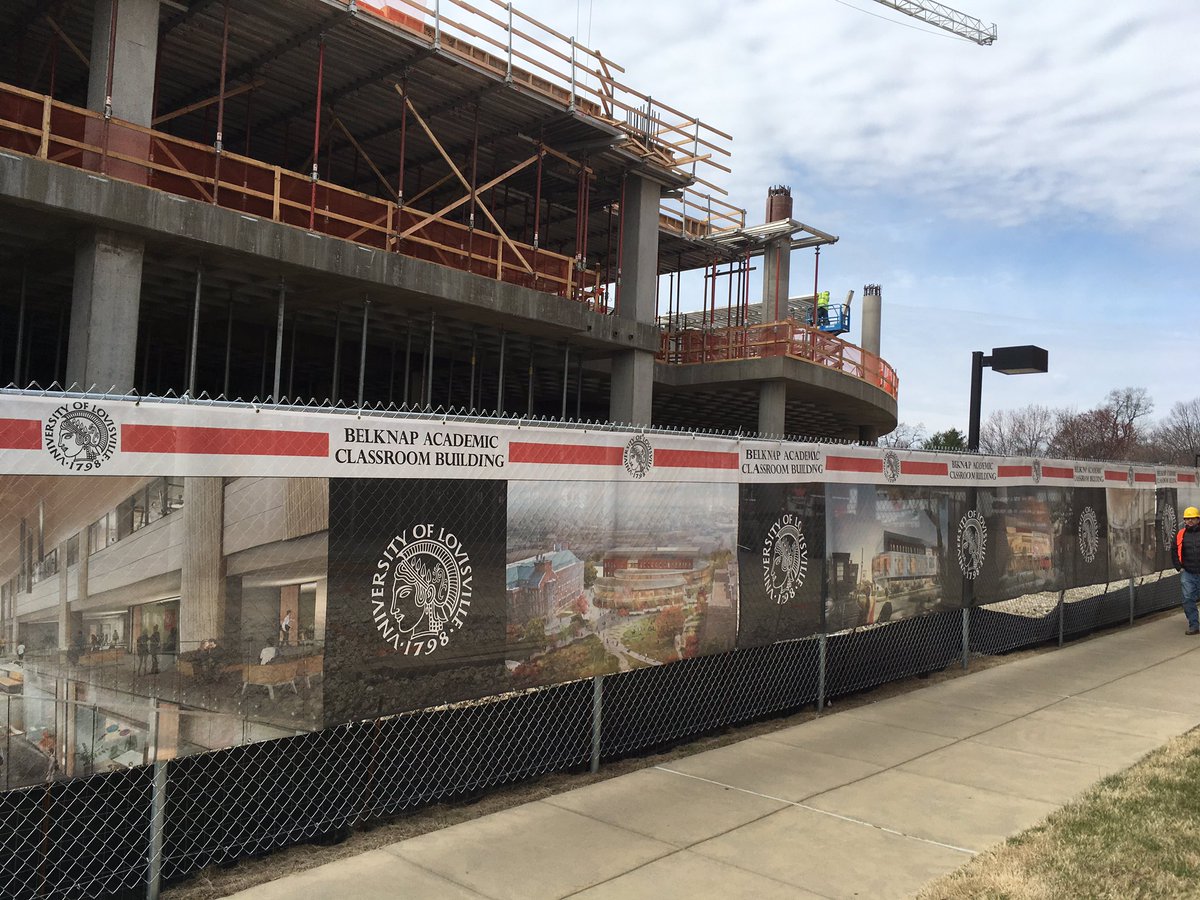 duckdommer's tweet photo. Construction for a new classroom building on @uofl 's Belknap campus is going strong. @WDRBNews #buildtheville https://t.co/RRmUwvJWic