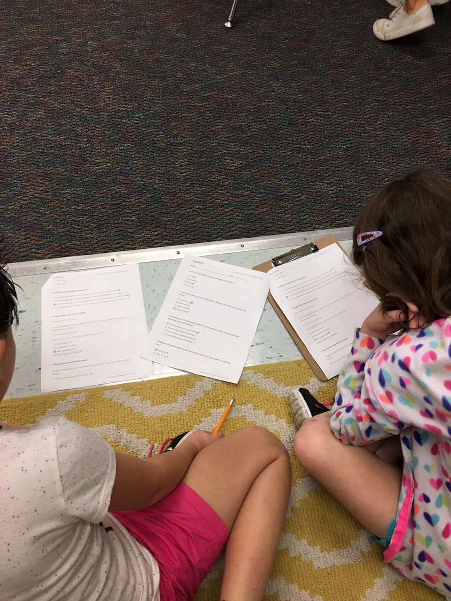 casey_morito's tweet photo. Spending some time with Emily Dickinson on this lovely Thursday. #closereaders #referringtotext #3rdgrade @HOMdolphins https://t.co/XeJmCaEwdG