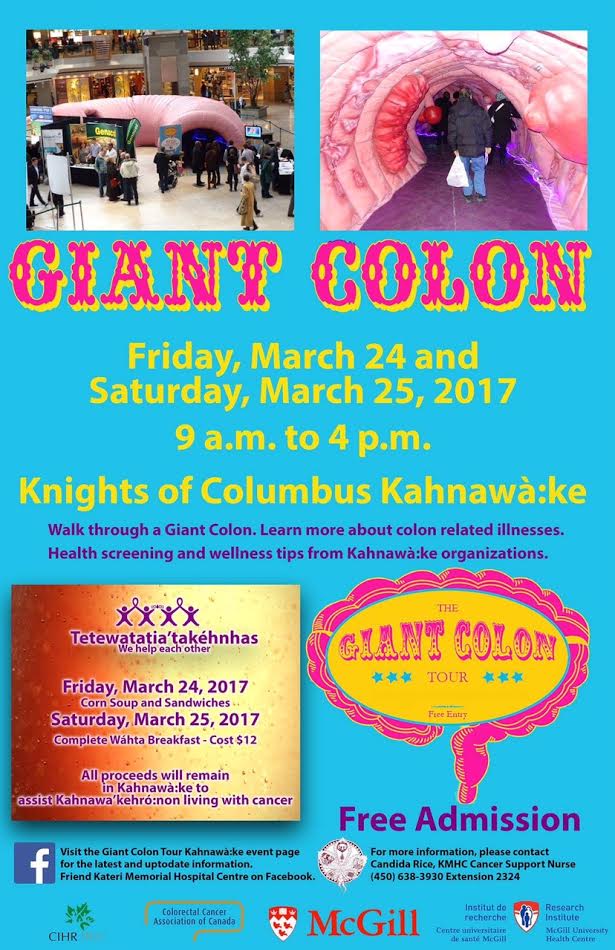 TheGiantColon's tweet photo. @coloncanada @kahnawake @mcgillu #ColorectalCancerAwarenessMonth The Giant Colon is at Kahnawake this Friday and Saturday https://t.co/BZyFNQWsrT