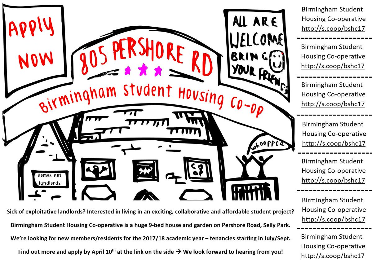 Applications to move in to BSHC in July/Sept open til April 10th. Please share/RT!