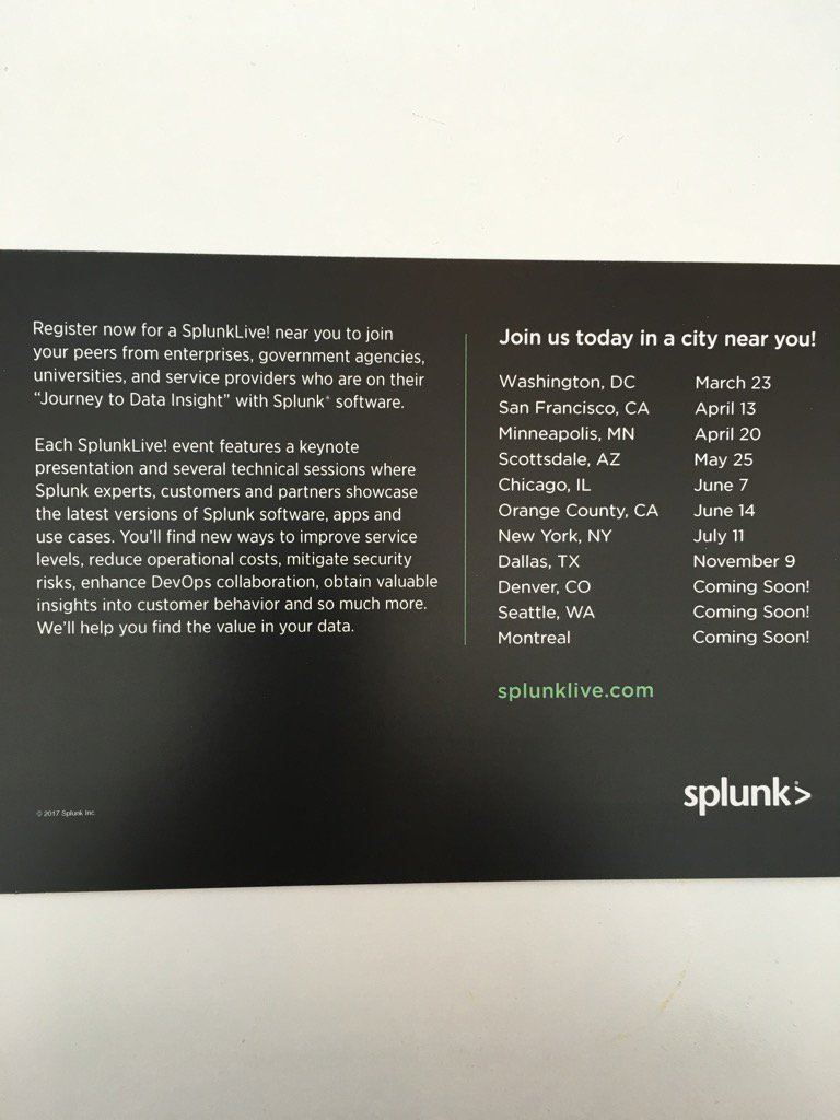 First SplunkLive in US of the year underway.  Join us at the next one in a city near you! #SplunkLive