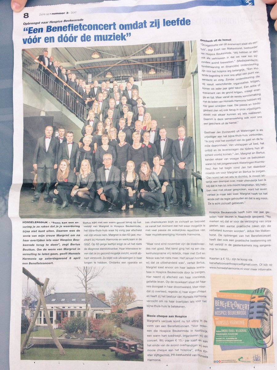 HonselsHarmonie's tweet photo. Heeft u al over ons #Benefietconcert gelezen? Deze week worden er 90.000 exemplaren van 'Zicht op het Westland' bezorgd. #8april2017 https://t.co/XjhCUwK5DY