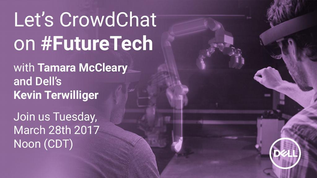TamaraMcCleary's tweet image. Join @kdtwill, @Dell #IoT Solutions Director &amp;amp; I Tuesday 3/28 at 1PM EDT for a #Crowdchat on #FutureTech and #IoT! Don&apos;t miss it! @DellEMC
