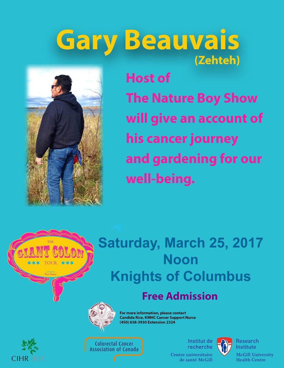 TheGiantColon's tweet photo. @coloncanada #kahnawake #Kateri #McGill Gardening expert Gary Beauvais will be at The Giant Colon Tour this Saturday in Kahnawake https://t.co/2e7ekkzOwu