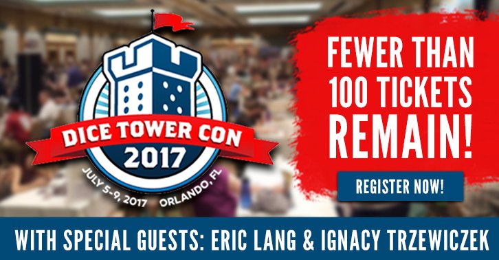 EscapeWinterCon's tweet photo. There are fewer than 100 tickets remaining for Dice Tower Con 2017! Get your tickets today! https://t.co/dMJEPZSt8N https://t.co/m61l1Yeltb