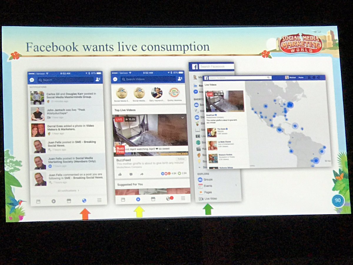 TN_Marketing's tweet photo. Loophole in Facebook's algorithm: Facebook Live. Facebook is still prioritizing live video in algorithm. #SMMW17 https://t.co/A4w2vDLi9j