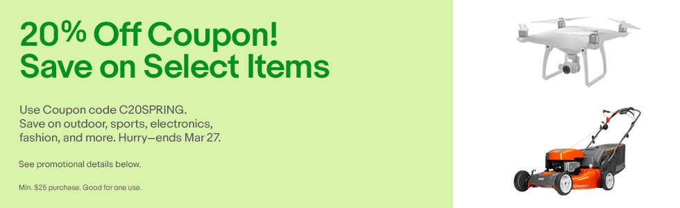 dealshower's tweet photo. ebay 20% Off Coupon! Save on Select Items
Promo Code : C20SPRING
https://t.co/If0Dd2oc71 https://t.co/DVS8d9X6a0
