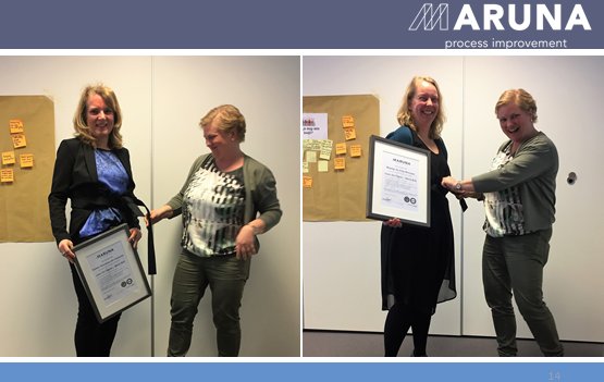 Namens <a href="/MarunaBV/">Process Improvement</a> van harte gefeliciteerd met het behalen van de titel Lean Six Sigma Black Belt <a href="/Maartje_deVries/">Maartje de Vries</a> en <a href="/esther_veenstra/">Esther Veenstra</a>.