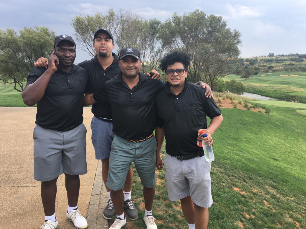 Great day <a href="/SteynCity_Golf/">Steyn City Golf</a> with <a href="/RUGBYSOCIETY/">owen nkumane</a> <a href="/joeyrasdien/">Yusuf</a> <a href="/udocarelsesa/">Udo Carelse</a> in #WeDidIt!