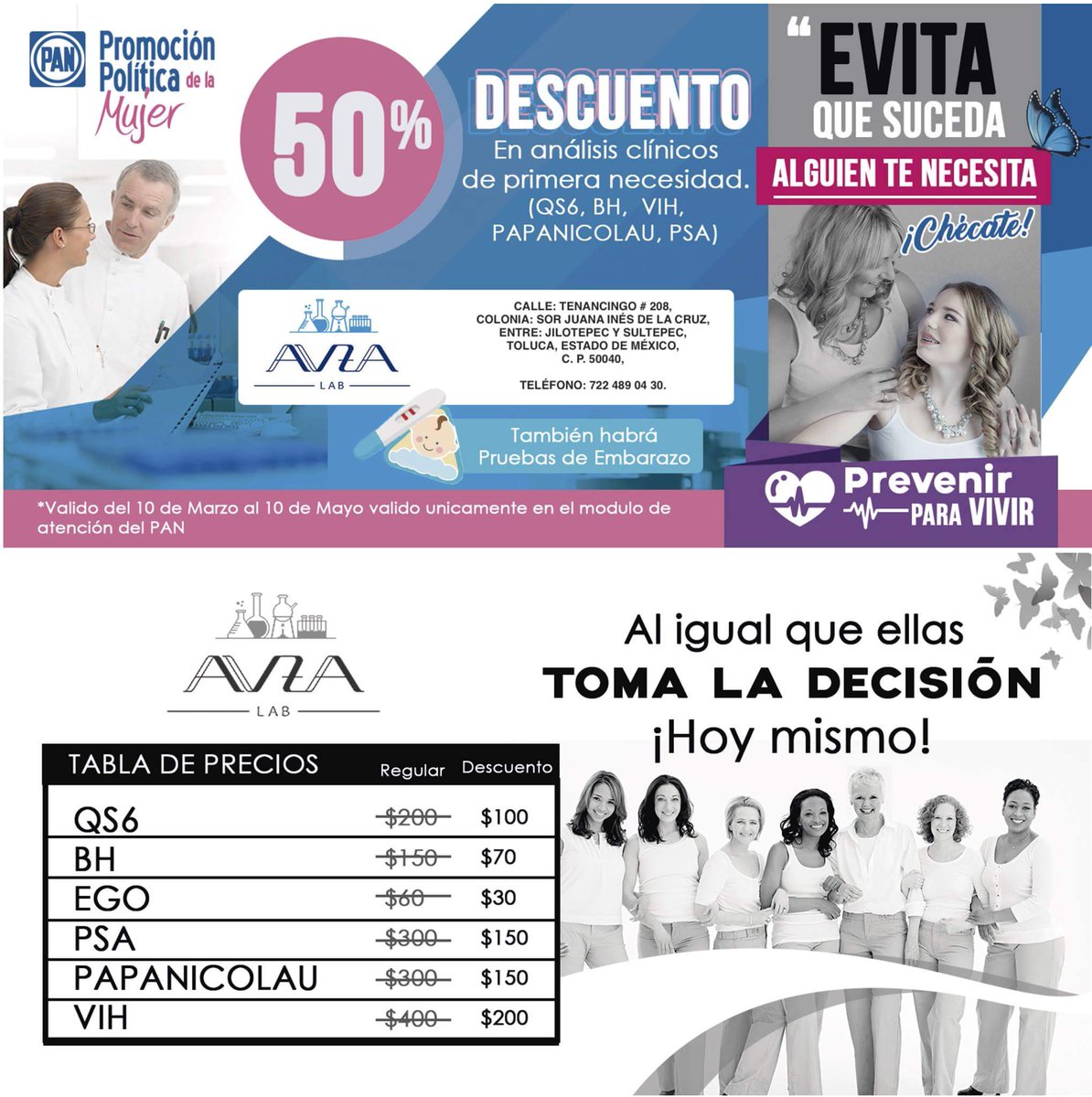 El CDM y Laboratorios AVZA,  hace una  atenta invitación  a nuestros militantes y ciudadania en general  para hacerte  estudios de salud.