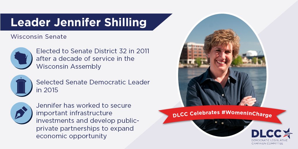DLCC's tweet image. Sen Dem Ldr @SenShilling is committed to #stateprogress + is working hard to keep #WI moving forward! #WomenInCharge #WomensHistoryMonth