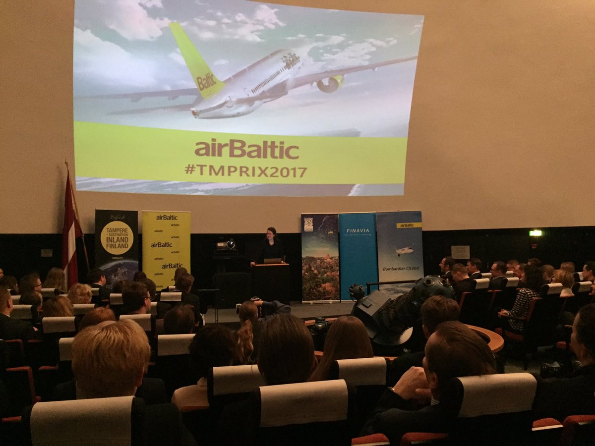 NiinaImmonen's tweet photo. Full plane celebrating @airBaltic Tampere-Riga connection #TMPRIX2017 @IkonenAK wellcoming the new route https://t.co/gghCHMCPla