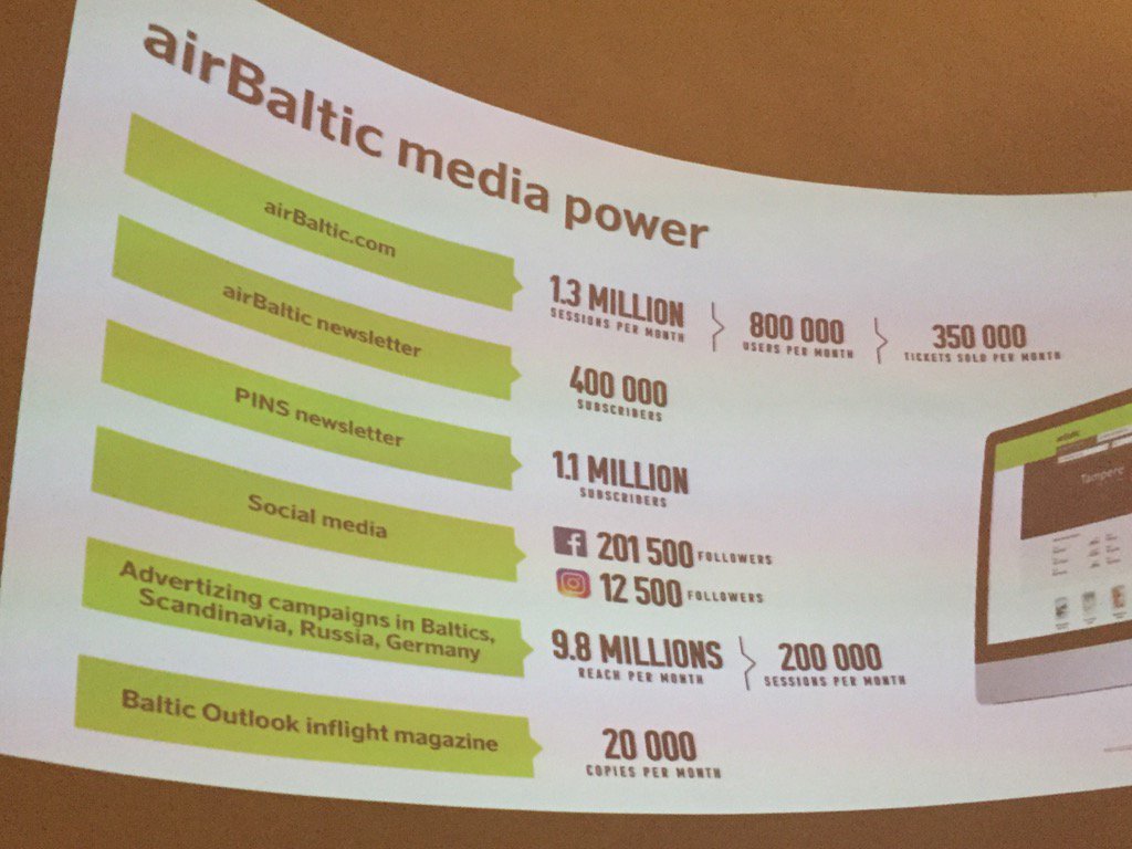 MSaariaho's tweet photo. Air Baltic promises to use its sales muscles and promote Tampere as a tourism destination. #tmprix2017 https://t.co/SXWJNlnb4c