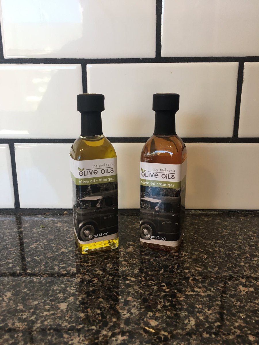 RRE_Kristin's tweet photo. Sampling delicious Joe and Sons olive oil and vinegar today at the studio. There could be worse things happening..... https://t.co/jeL8PVjpca