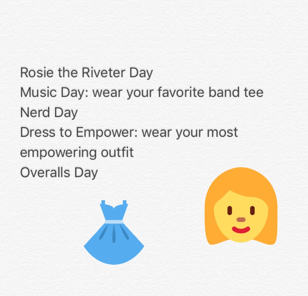jmhstuco's tweet photo. help celebrate women's month by dressing up next week, March 27th-March 31st! 👩🏻👱🏾‍♀️💃🏼🎀💞 https://t.co/rH0pn7XjQZ