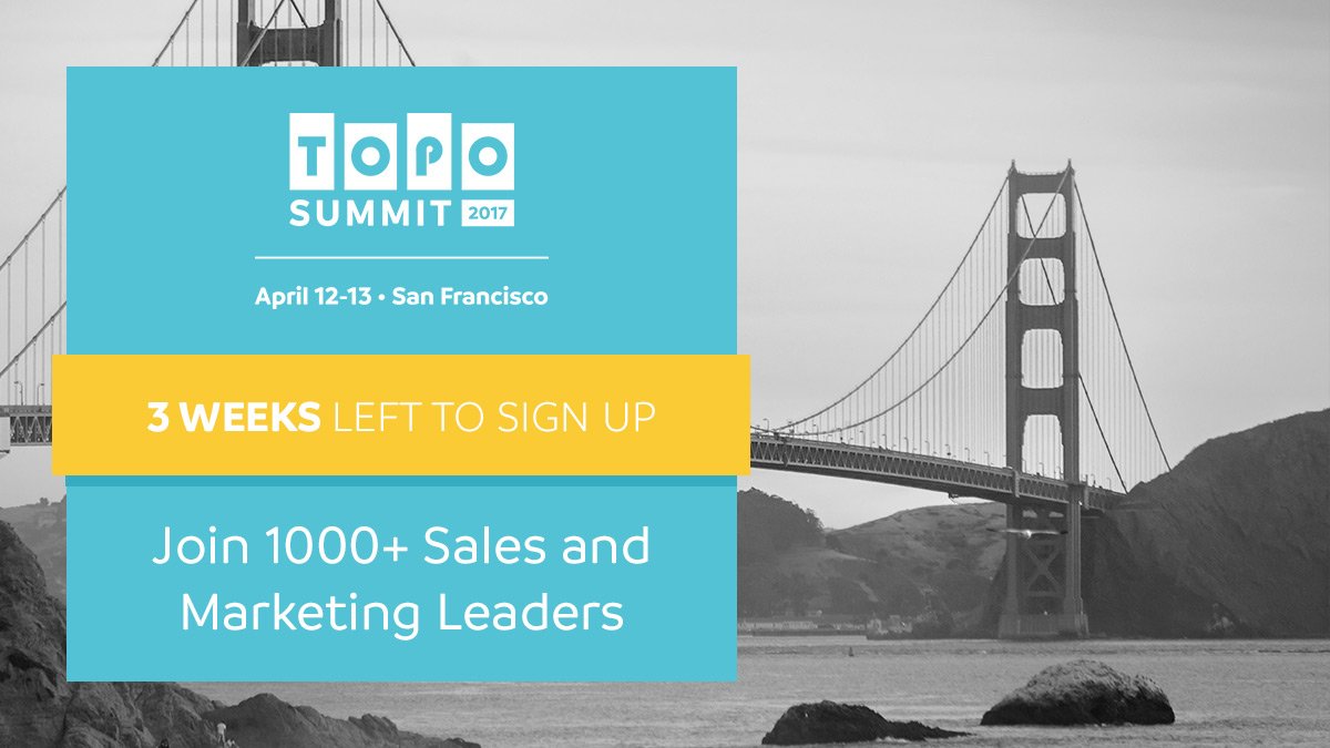 funnelholic's tweet photo. The #TOPOSummit is coming. Sales and Marketing descending on SF in 3 weeks. https://t.co/s9F2qiDeGp https://t.co/M49Mx844Td