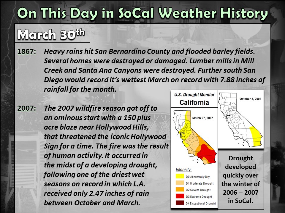 NWS San Diego on Twitter "Notable SoCal weather history for March 30th