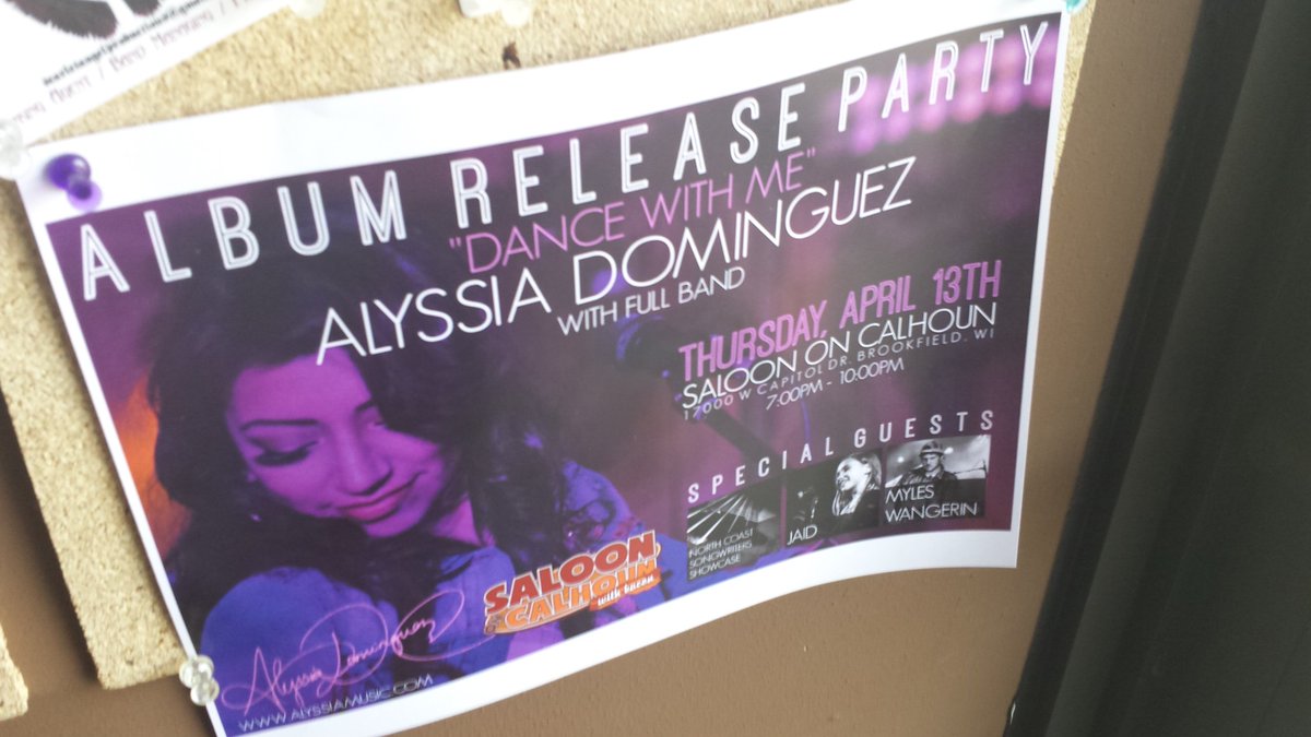 SheRockswi's tweet image. .@alyssiamusic Album Release Party!  Thursday,  April 13th at Saloon on Calhoun! #DanceWithMe