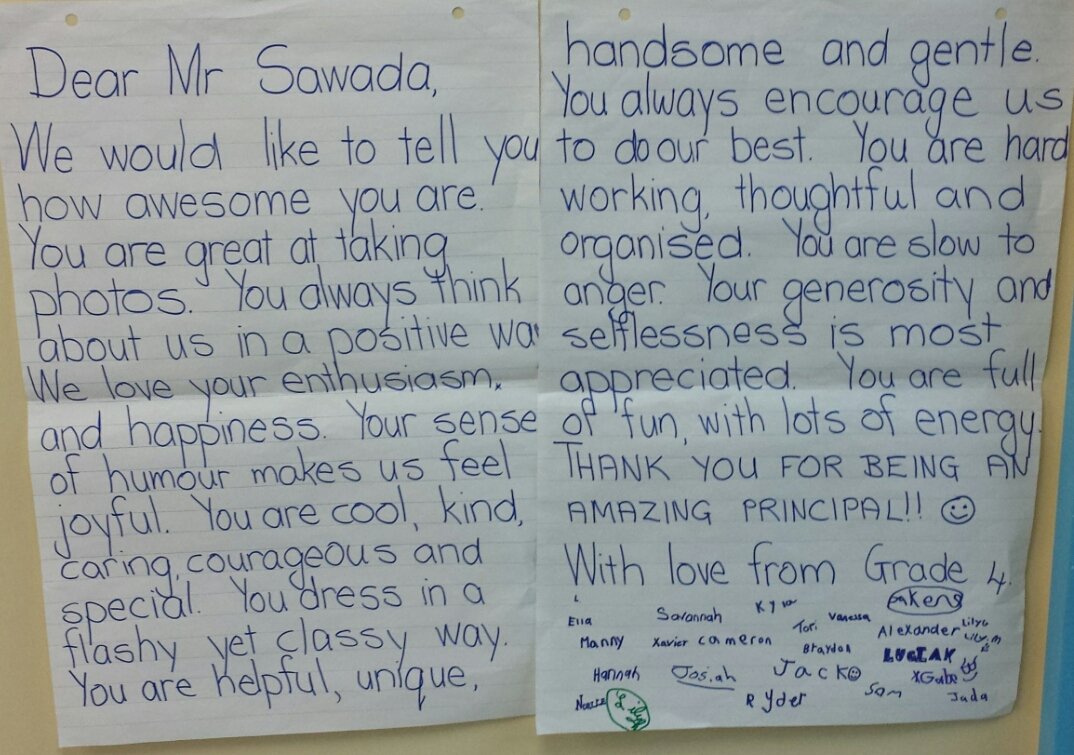 StJohnPVNC's tweet photo. As part of their class #Lentenproject , the Gr. 4's brainstormed & composed this letter to our principal @aaandy5000 #RandomActsofAwesome https://t.co/mZFt7VWBkz