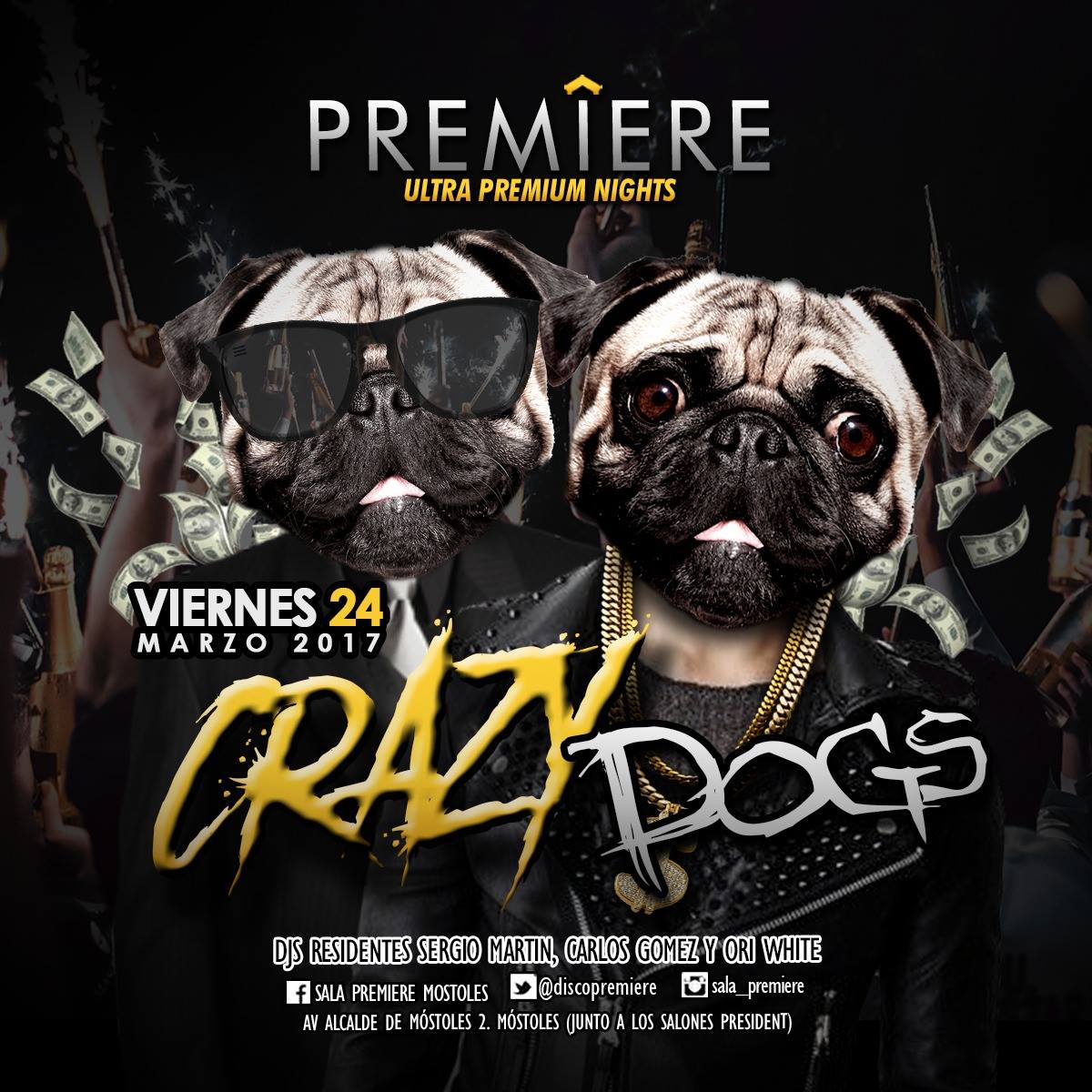 Viernes 24 de Marzo, "CRAZY DOGS" en #SALAPREMIERE <a href="/OriWhiteOficial/">Ori White</a> 
 <a href="/Victorjgd82/">Victorjgd</a> <a href="/oconutt/">carlosdj</a> <a href="/josetrompe/">trompe</a> <a href="/cintiaabarca/">Cintia Abarca</a>