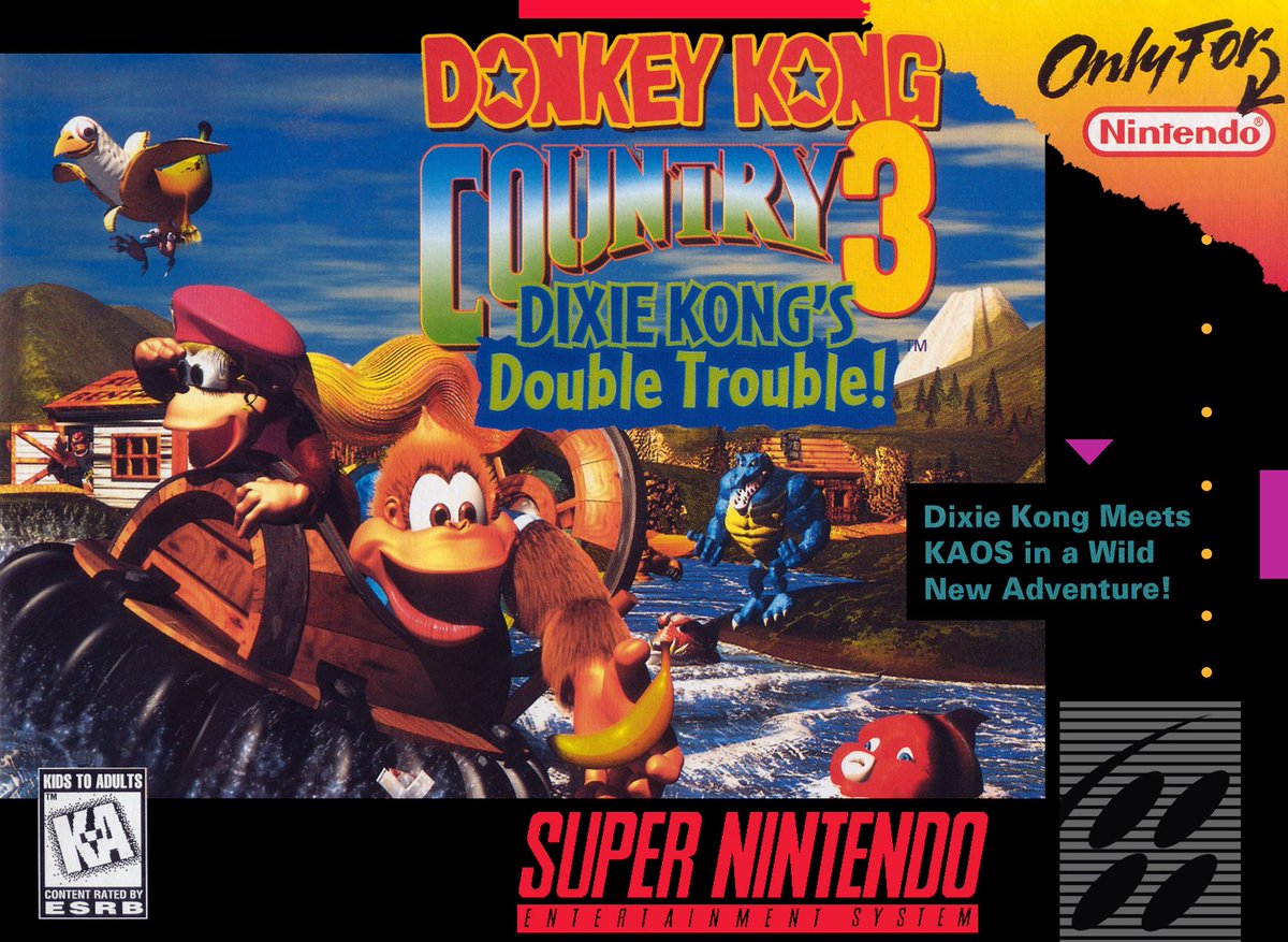 NintendoByte's tweet image. SNES: Donkey Kong Country 3: A thrilling way to close out the trilogy. Creative level design and Kiddy Kong are stand outs!