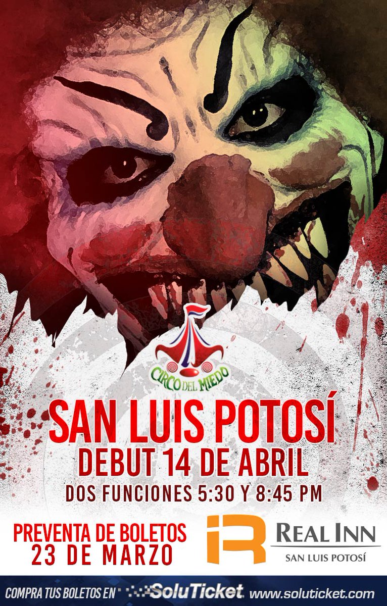 soluticket's tweet photo. Llega el #circodelmiedo a #SanLuisPotosi hoy empeza #preventa encuentra tus #boletos en https://t.co/Ig5FrzAhd4 o #hotelrealinnsanluispotosi https://t.co/2xgruTgCF3