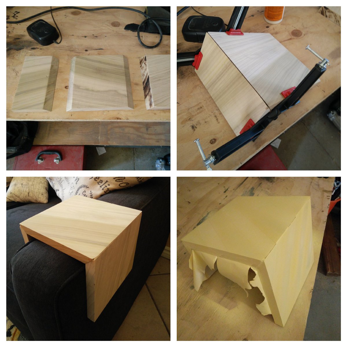 PastorStrother's tweet photo. Lack of end table means no place for my drink. Solution? Arm perch. This one is taped off and painted. Can't wait to see the outcome! https://t.co/RM4XmSnWLs
