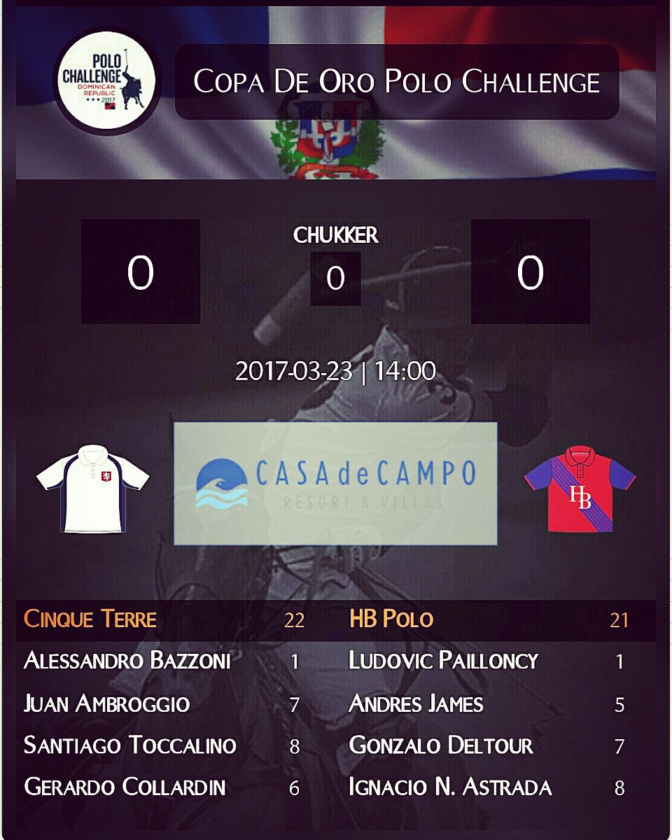 ChukkerApp's tweet photo. #Lineups #cinqueterre vs #hbpolo 
1st #semifinal #goldcup #polochallengerd2017 @polo_challenge 
Follow with our #poloapp, @ChukkerApp https://t.co/8AOu9XXVsL