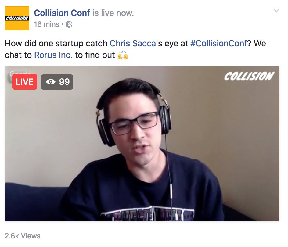 CollisionHQ's tweet image. How did @RorusInc, 'Best Startup at Collision 2016', hack #CollisionConf? We're live here 💯 facebook.com/collisionconf/