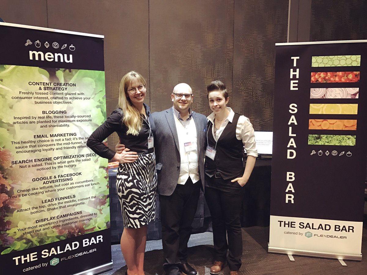FlexDealer's tweet photo. Jenn, Michael & Whitney representing our team at @TADA_GR's Toronto #ADIS3. Was a pleasure to meet so many new faces. #makefriendswithsalad https://t.co/smErvfHauf