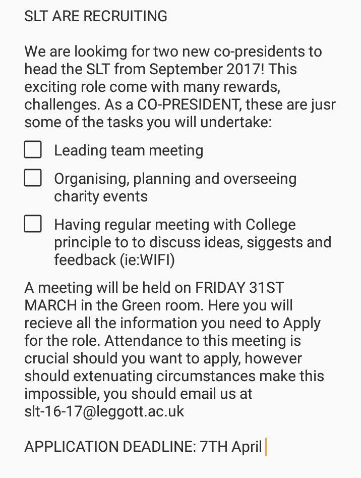 LeggottSLT's tweet photo. SLT ARE RECRUITING!! https://t.co/gozCu5l7Ie