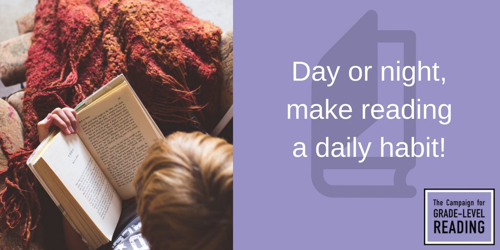 Make reading a routine! Whether your child reads in the morning or right before bedtime, dedicating the same time can make it a habit.