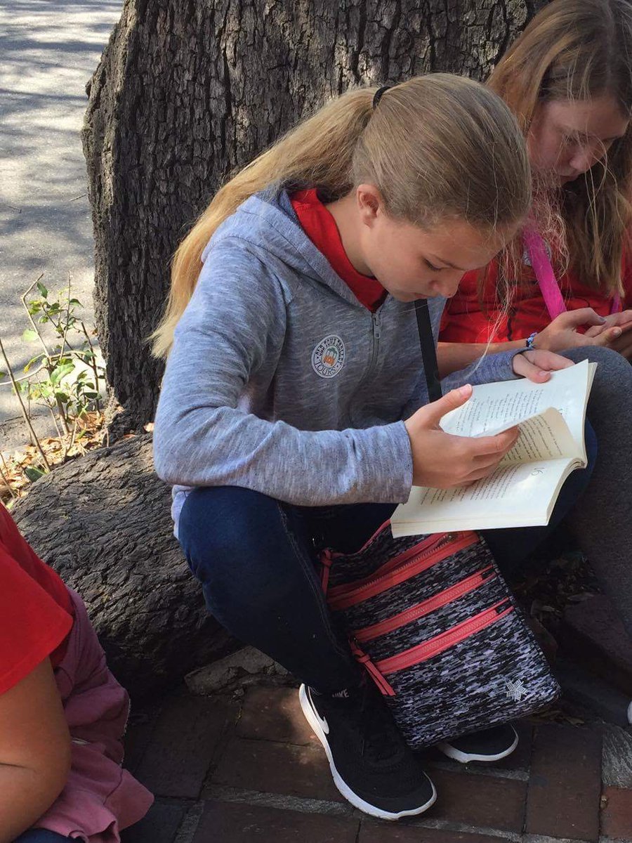 frontier_elem's tweet photo. Reading while waiting on the trolley in Savannah, GA. #SBreading @pbcsd @supt_avossa @PBCReading https://t.co/5m4dn5g5Dp