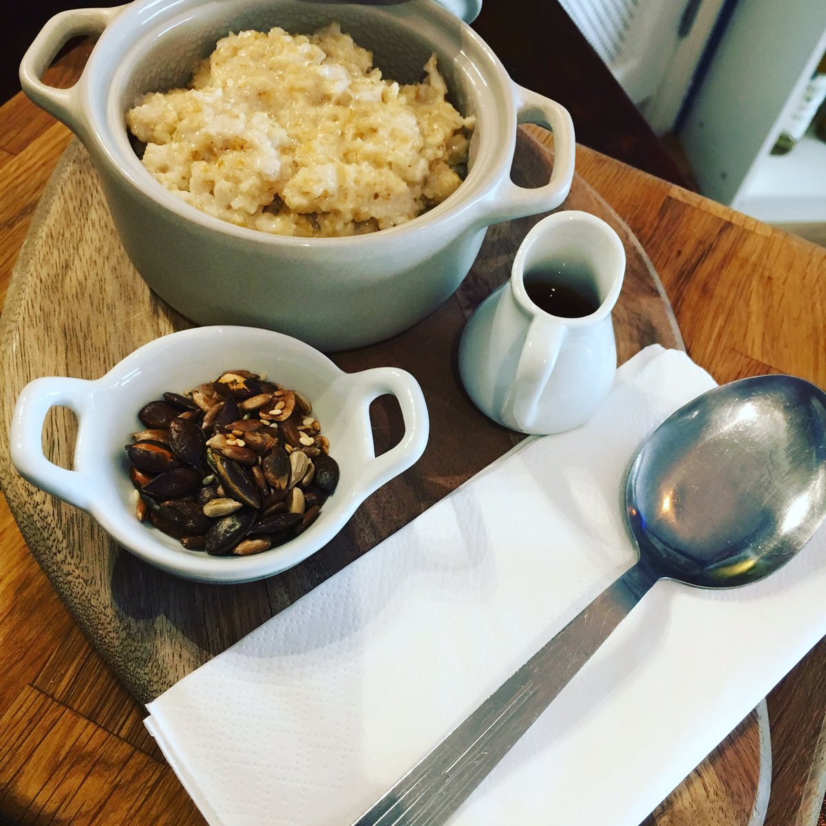 finewineoco's tweet photo. Kilbeggan Organic Porridge made with Mossfield Organic milk (or any type of milk!) topped with Wild Irish Foragers syrup and toasted seeds.😋 https://t.co/v6uGicYKmA