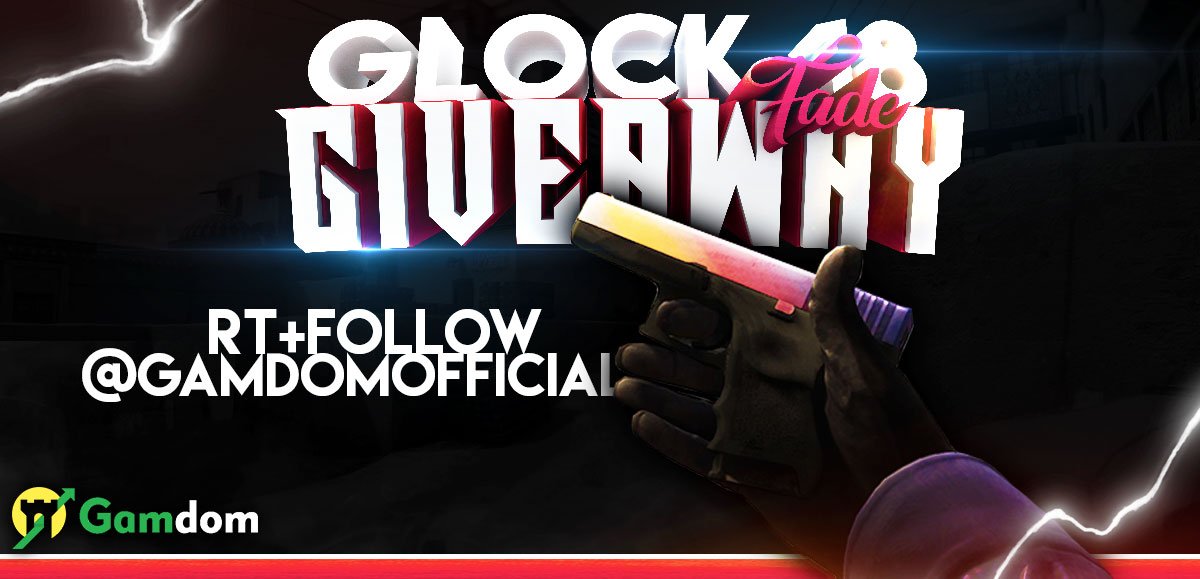 gamdom's tweet photo. We are giving away a glock fade factory new! You must:
 
- retweet 
- follow @GamdomOfficial 

This giveaway ends on wednesday good luck!🍀 https://t.co/c61v8jOYqd