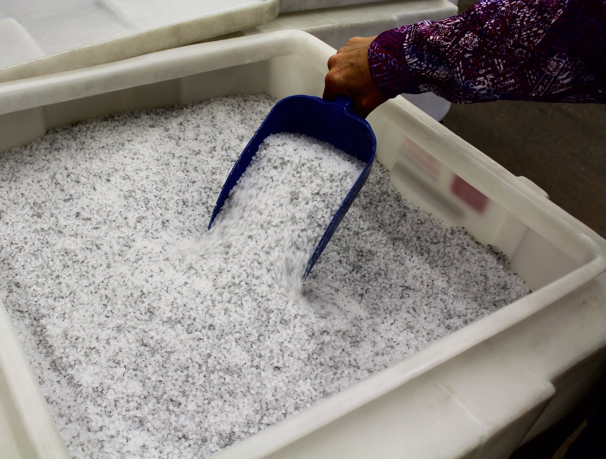 Polypropylene mixed with gray concentrate - we do it all here at #AnchorPlastics!