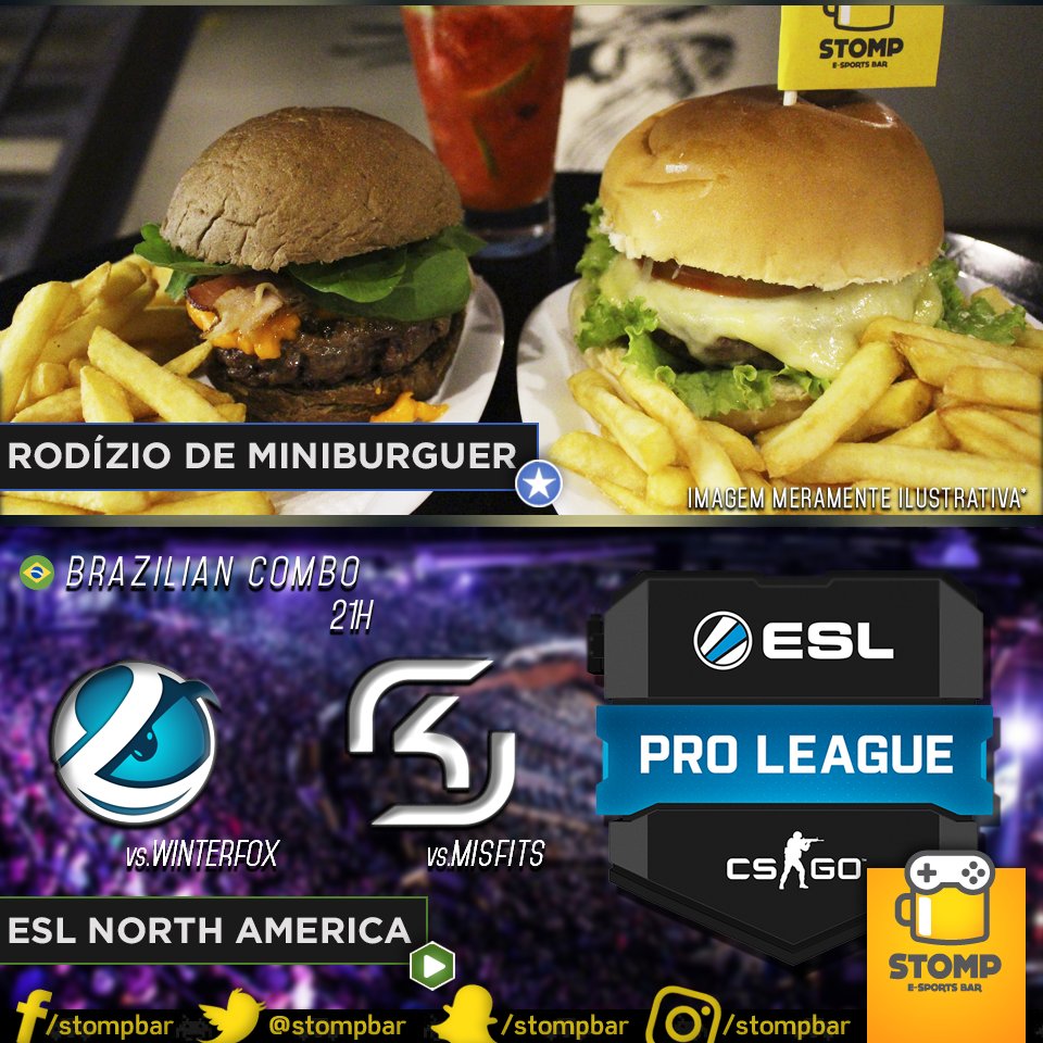 stompbar's tweet photo. Hoje temos rodízio de mini burguer, além dos jogos da @Luminosity e @SKGaming https://t.co/1pPfMDEAkU