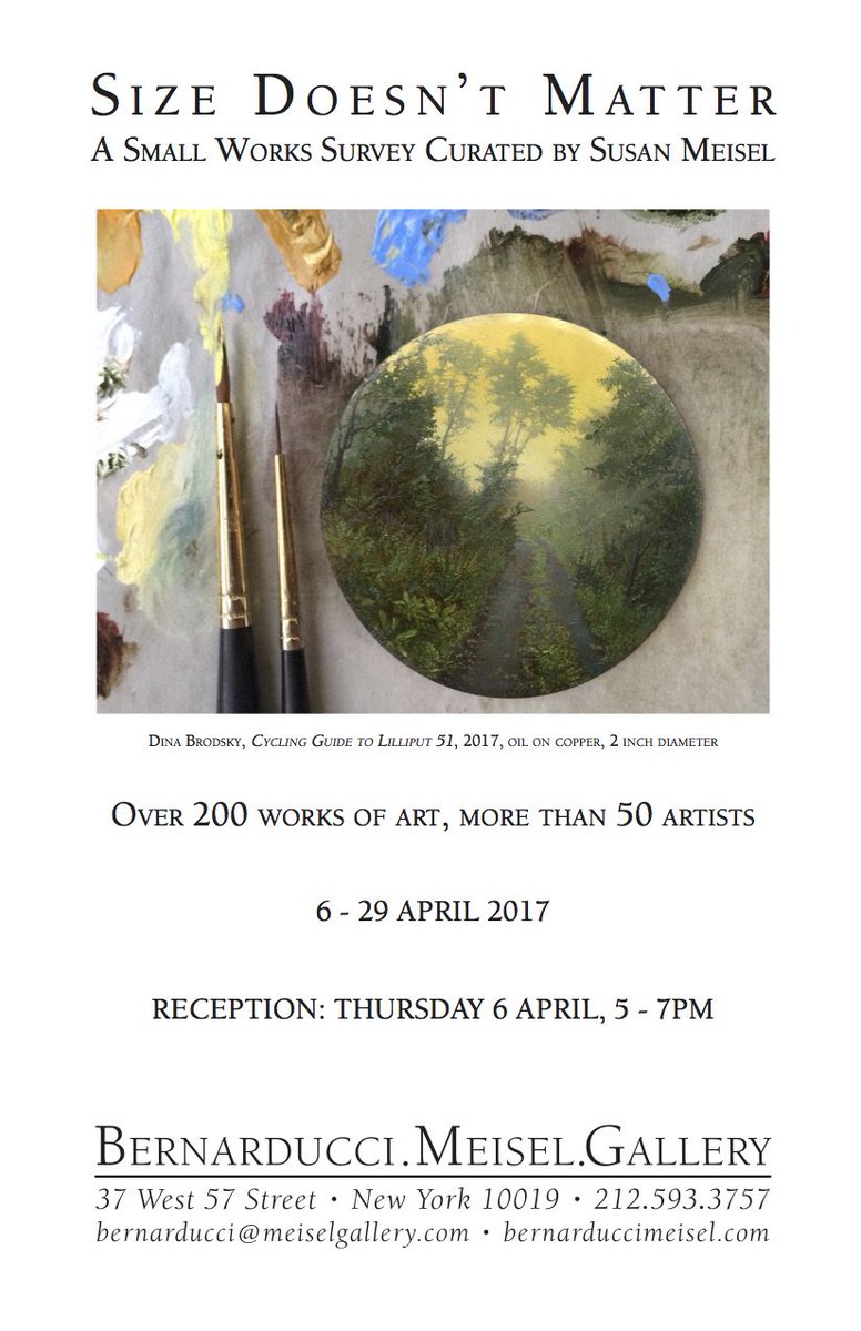 MeiselGallery's tweet image. Unique show opens in 2 weeks at @Art57Street! "Size Doesn't Matter" is a show of over 200 small works by more than 50 artists. #dontmissit