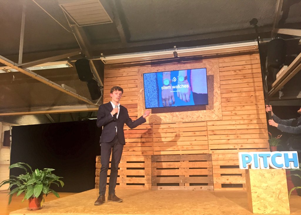 ISEF_2025's tweet photo. Making the world a better place, one watch at a time. Great pitch by Stem Watches ⌚️ 🌳#ISEF17 https://t.co/9lfZeYSoDI