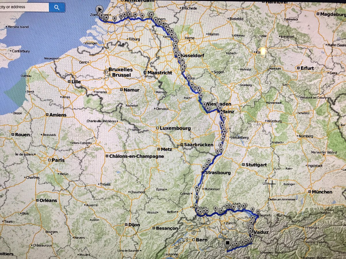 ChallengerWSM's tweet photo. Nearly all adventures start with a map. UK to Holland, Germany, France, Austria, Liechtenstein & Switzerland. #EV15 #bikemaps https://t.co/DQaGNlQRM7